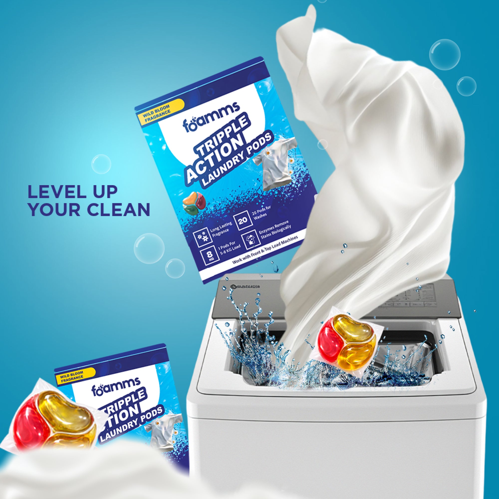 foamms tripple action laundry pods