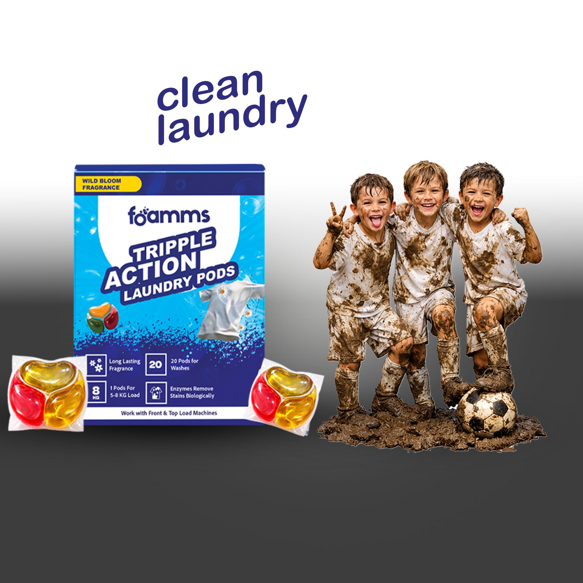 foamms tripple action laundry pods